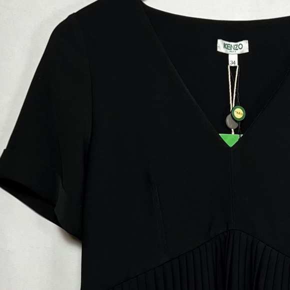 NWT Kenzo Paris Pleated Dress in Black, Women's Size XS / 34 - Picture 7 of 11